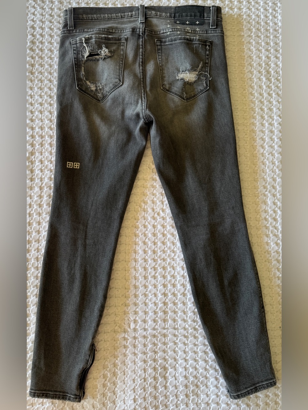 Ksubi Spray On Hell Cat Ripped Jeans Women’s 30 Carbon Black Skinny Zip Ankle‎ - Picture 3 of 11